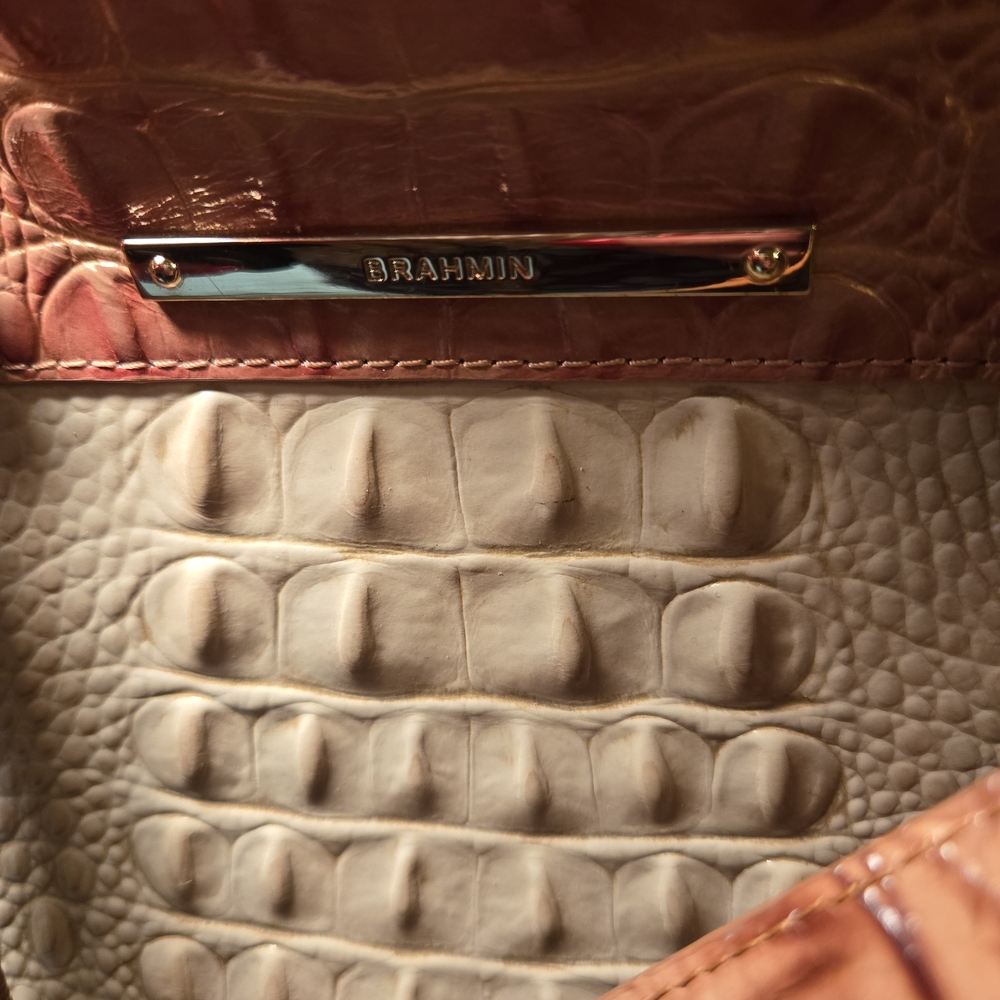 Brahmin Priscilla, Large, Tri-Colored Croc-Embossed Satchel - Picture 3 of 8